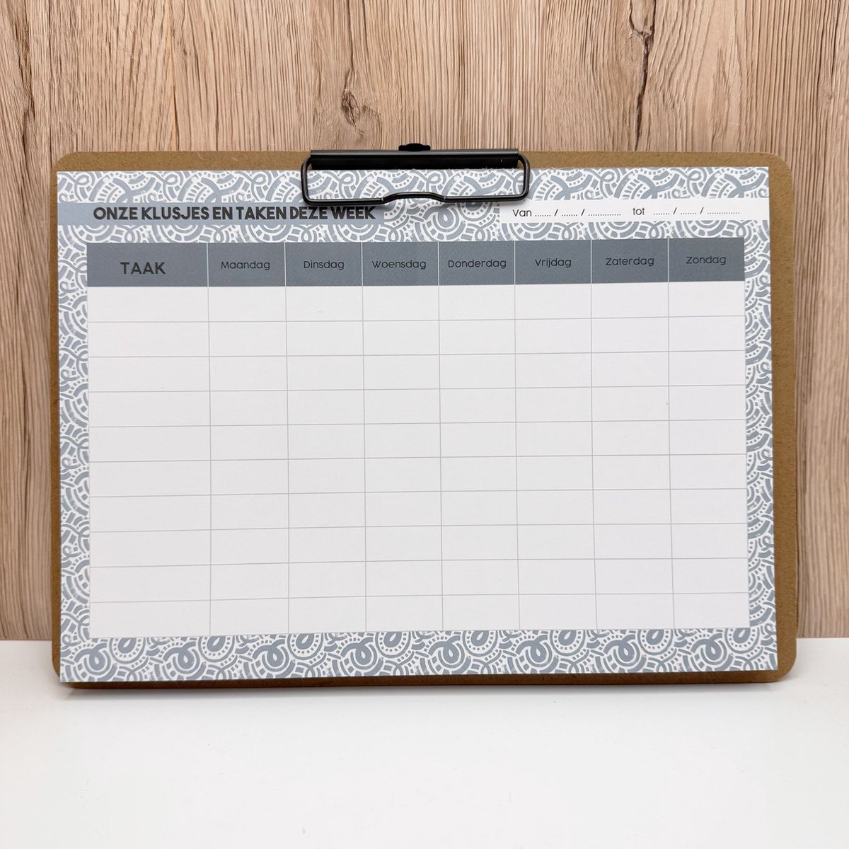 Takenplanner met klembord - klusjes planner gezin - huishoudplanner A4 - weekplanner taken verdelen