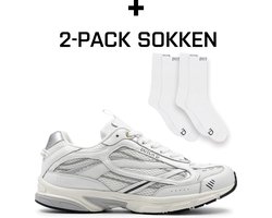 Dutch'D - Sneaker + 2 Pack Sokken - White Silver - Arena - Maat 46