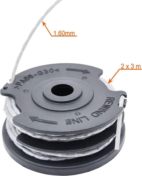 2 stuks draadspoelen geschikt voor Bosch trimmer grastrimmer F016800351 (lengte: 6 m, Ø 1,60 mm) ART 24, 27, 30 en ART 30-36 LI van Bosch — afbeelding 4