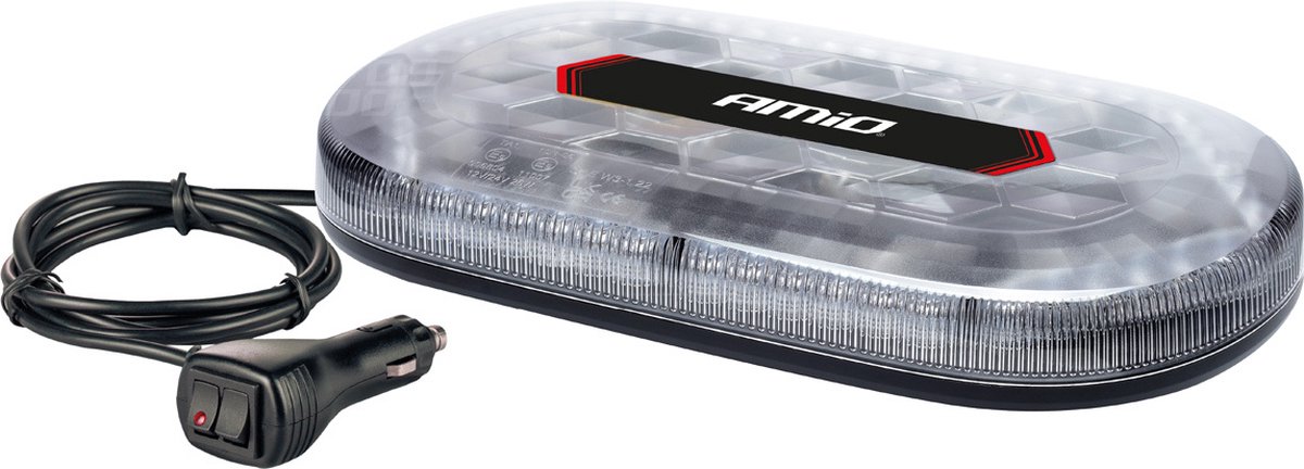 AMiO LED Zwaailicht Stroboscoop Mini Lichtbalk Magnetisch Oranje 48LED 12V 24V R65 R10 IP56 Waarschuwingsbalk 293mm