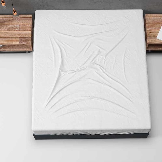 Drap-housse en Sleeptime Flanel Hoeslaken Basic - 90 x 200 + 25 - Wit