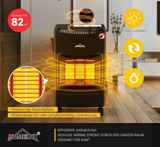 SMH LINE® Gaskachel - Mobiele Gaskachel - 4200W - 3 standen - Piëzo - Incl. Slang en SMH LINE® Gaskachel - Mobiele Gaskachel - 4200W - 3 standen - Piëzo - Incl. Slang en