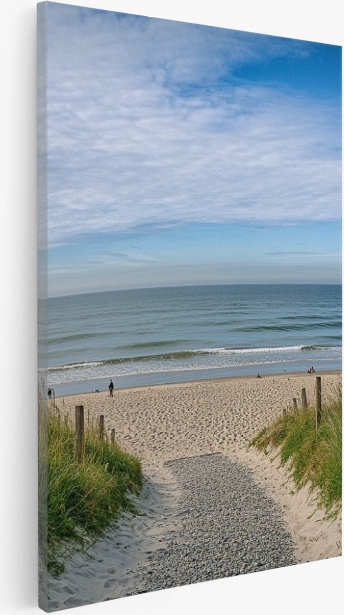 Saammp Canvas Schilderij - strand en zee - Nederland - 80x120 - Foto op canvas - Wanddecoratie - muurdecoratie Woonkamer - Slaapkamer decoratie - Canvas Print Multicolor