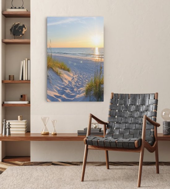 Saammp Canvas Schilderij - Strand - Zee - Pad Tussen Duinen - 50x70 - Foto op canvas - Wanddecoratie - muurdecoratie Woonkamer - Slaapkamer decoratie - Canvas Print