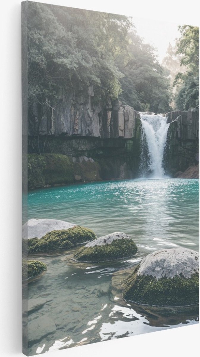 Saammp Canvas Schilderij - waterval in de jungle - Landschap - Natuur - 50x70 - Foto op canvas - Wanddecoratie - Muurdecoratie Woonkamer - Slaapkamer decoratie - Canvas Print Multicolor