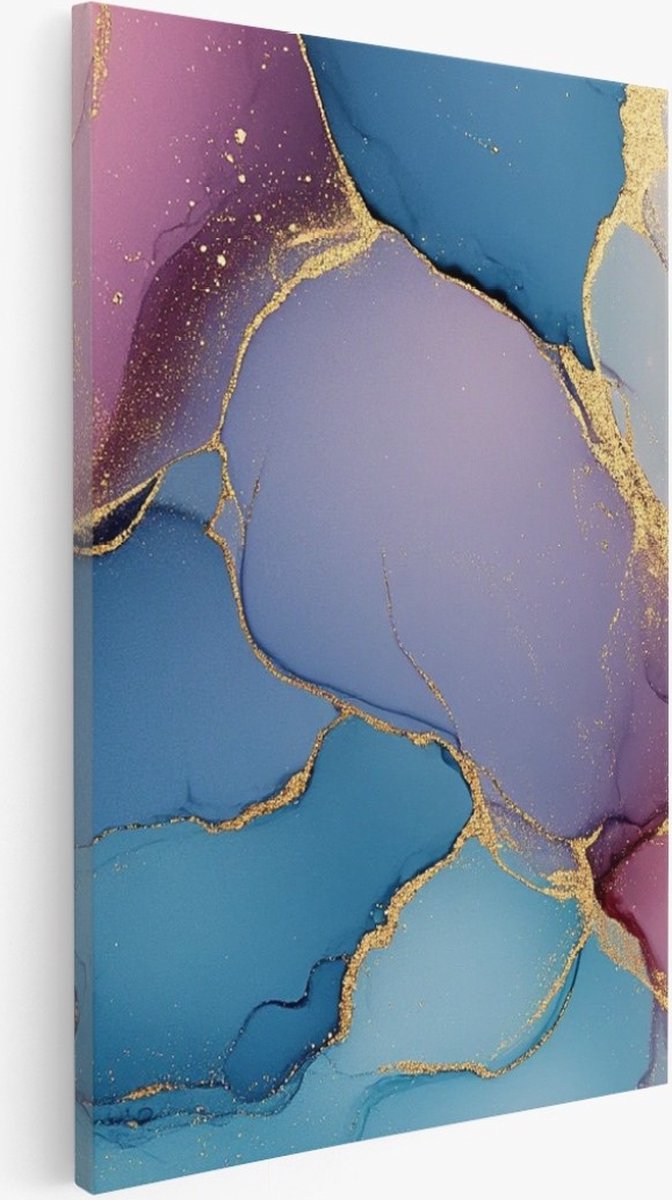 Saammp Canvas Schilderij - Kleurrijk marmer - Dynamisch - Abstract kunstwerk - 75x100 - Foto op canvas - Wanddecoratie - Muurdecoratie Woonkamer - Slaapkamer decoratie - Canvas Print Multicolor