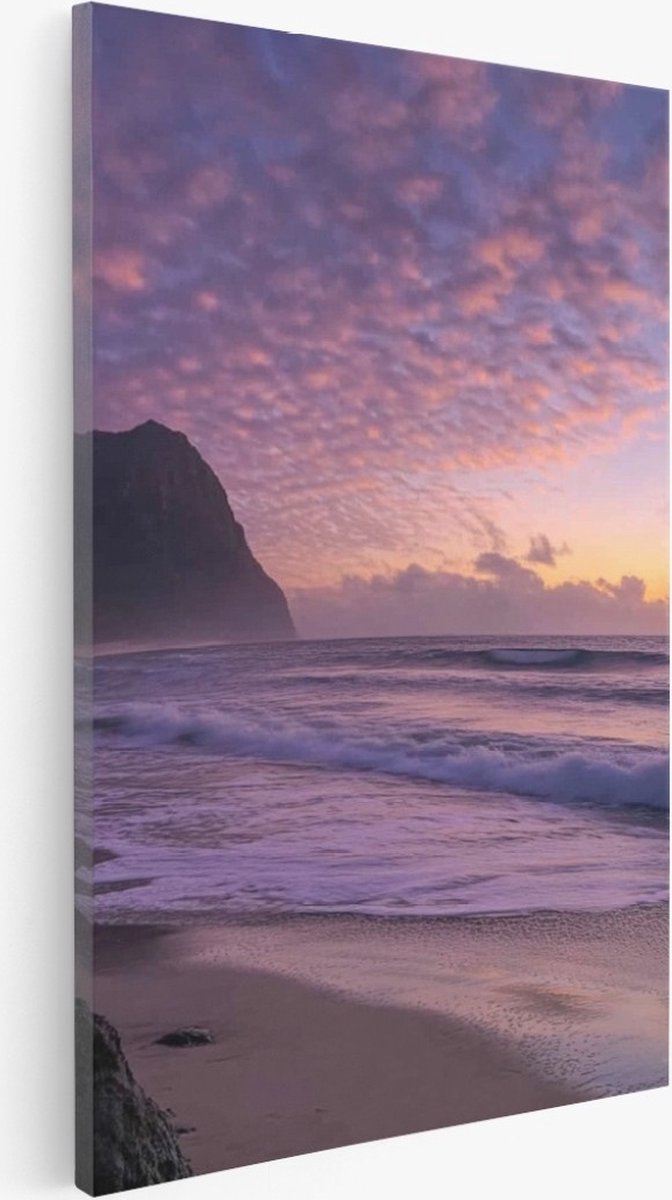 Saammp Canvas Schilderij - Kust - Zee - Strand - Herfstachtig - Landschap - Natuur - 40x60 - Foto op canvas - Wanddecoratie - Muurdecoratie Woonkamer - Slaapkamer decoratie - Canvas Print Multicolor