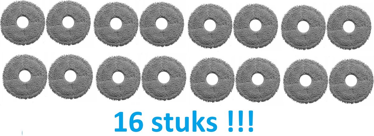 16 x Mop - Dweildoek voor Roborock - Dreame - X30 - X40 - X50 - Xiaomi - beste kwaliteit vervangingen - voor robotstofzuiger - dweilrobot robotstofzuiger