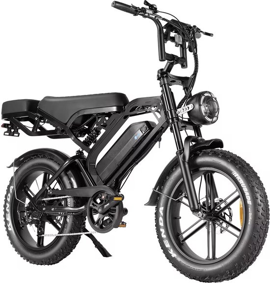 Fatbike V20 Pro - 2025 Model - Max 25km/u - Legaal - Hydraulische Remmen - Compleet met gratis Alarmsysteem + Achterzitje + Telefoonhouder + Voetsteuntjes + Slot - 250W - 7 versnellingen - Zwart -