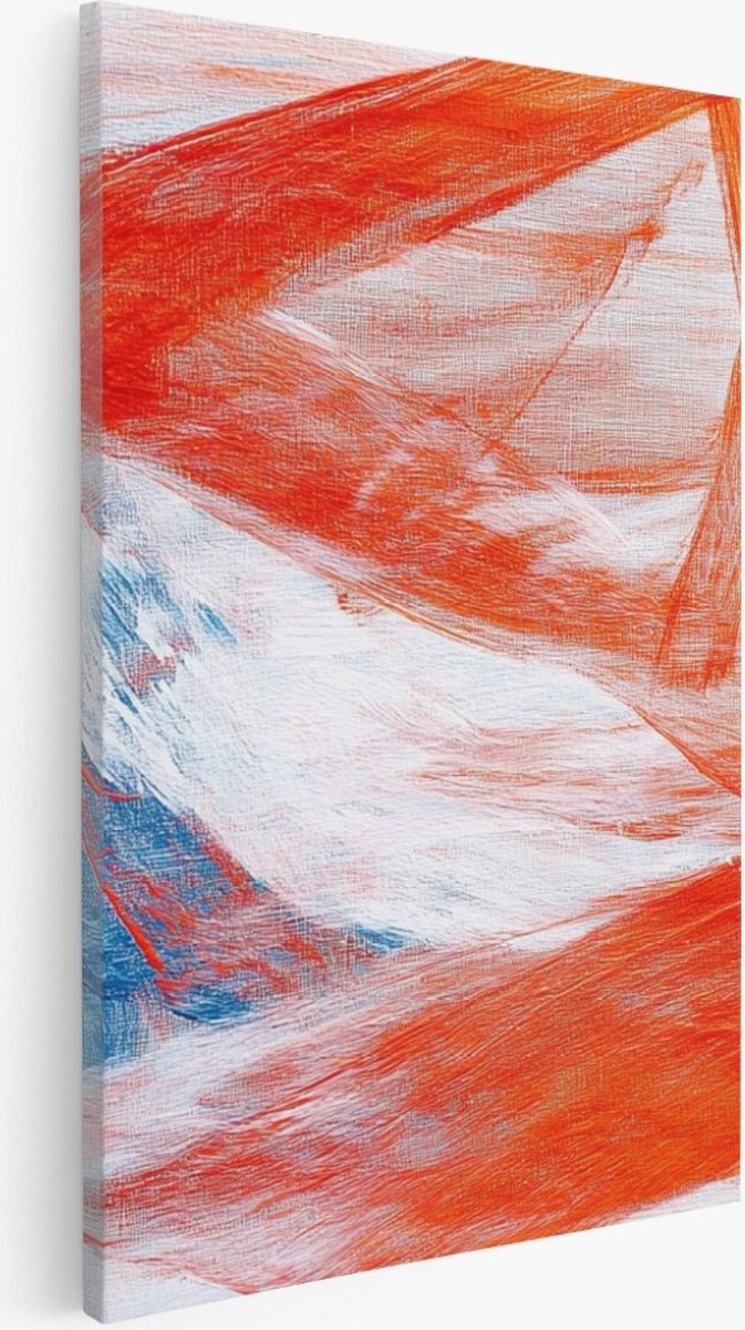 Saammp Canvas Schilderij - Rode vegen - Abstract - 80x120 - Foto op canvas - Wanddecoratie - Muurdecoratie Woonkamer - Slaapkamer decoratie - Canvas Print Multicolor