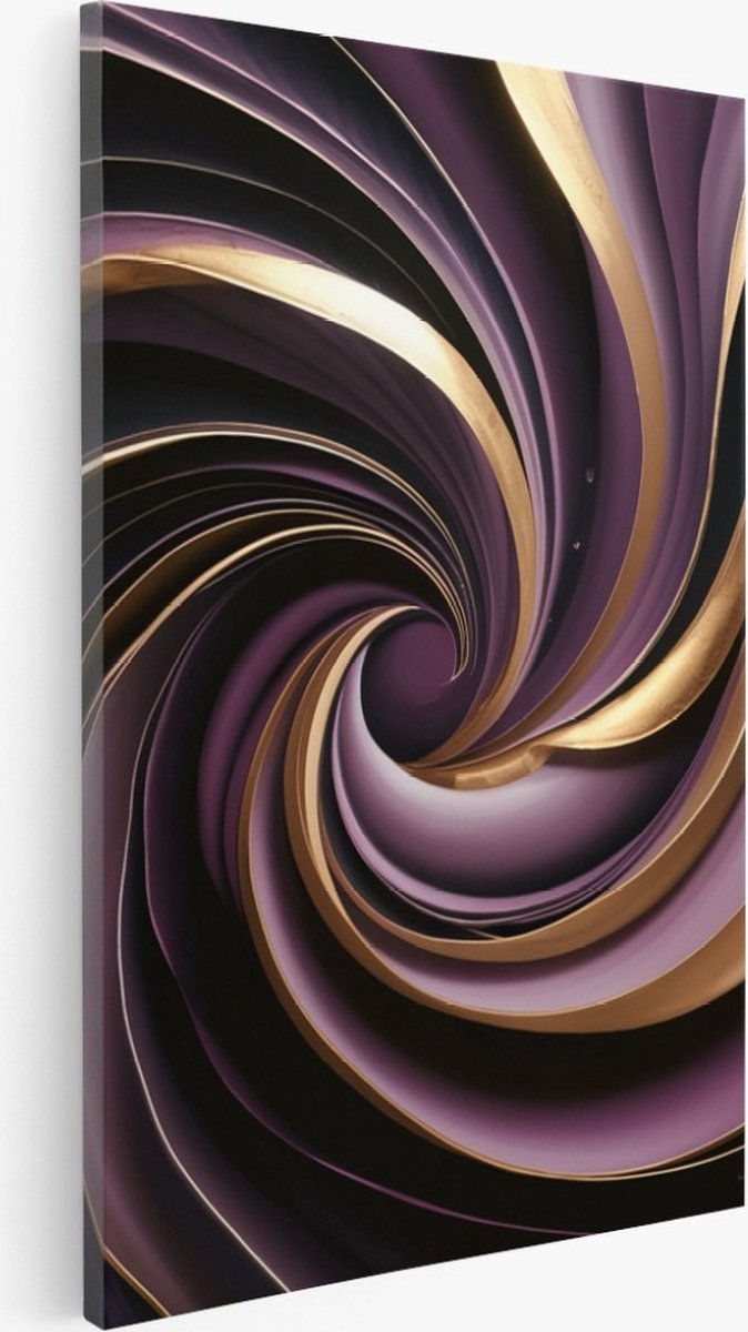 Saammp Canvas Schilderij - Paars goude vormen - Abstract - 80x120 - Foto op canvas - Wandd