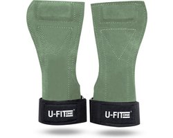 U Fit One Leer Lifting straps - Deadlift straps - Powerlifting - Fitness Straps - Wrist Support - Groen