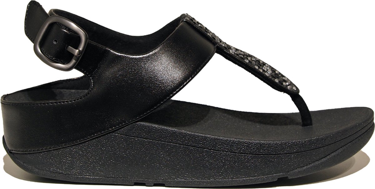 FitFlop Fino Crystal-Mix T-Strap Sandals ZWART