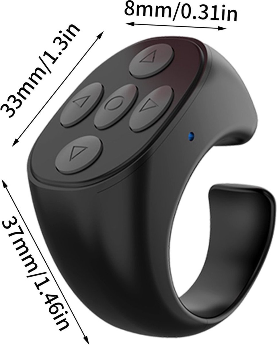 Bluetooth Scrollring Voor TikTok - Afstandsbediening IPhone & Android Met Camera Ontspanner