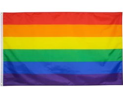 Regenboogvlag - Pride Vlag - Gay pride - 90 x 150 cm - Vlaggen - Flag - LGBTQ - Polyester - multicolor