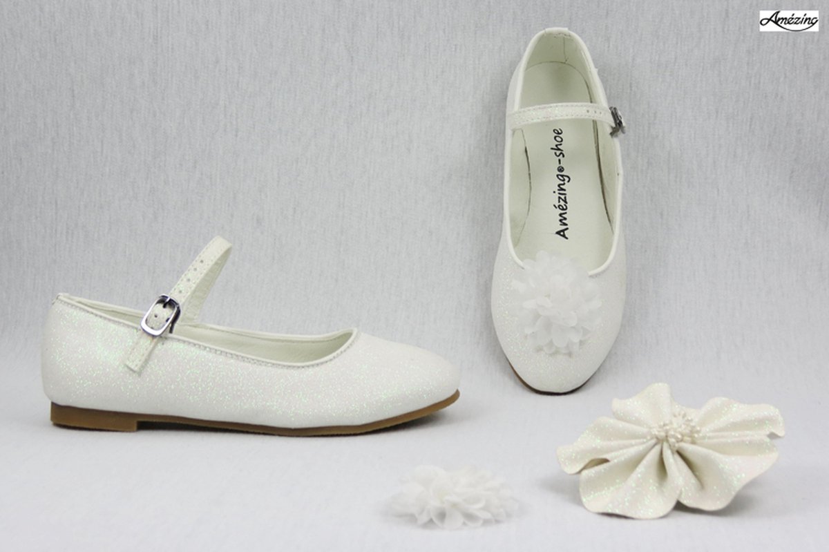 Amezing Shoes Ballerina ivoor glitter (binnenzool prinsessenschoen bruidsmeisje