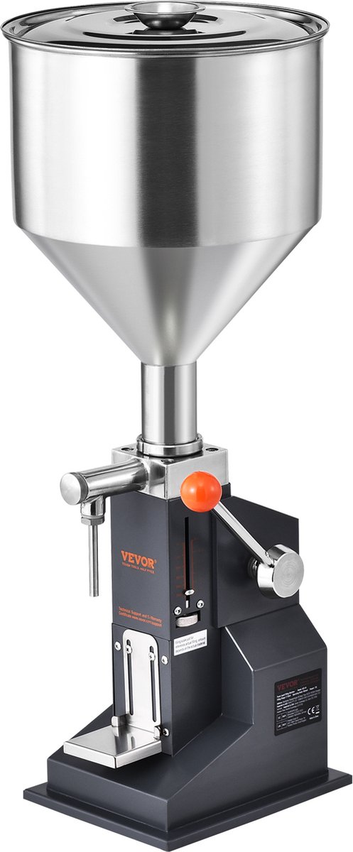 VEVOR 5-100ml Vulmachine Handmatige Vloeistofvulmachine Gemaakt van Food Grade 304 Roestvrij Staal Siliconen PTFE Vulmachine Inclusief Twee Spuitmonden 4 mm / 8 mm Ideaal voor het Vullen van Honingolie-essentie