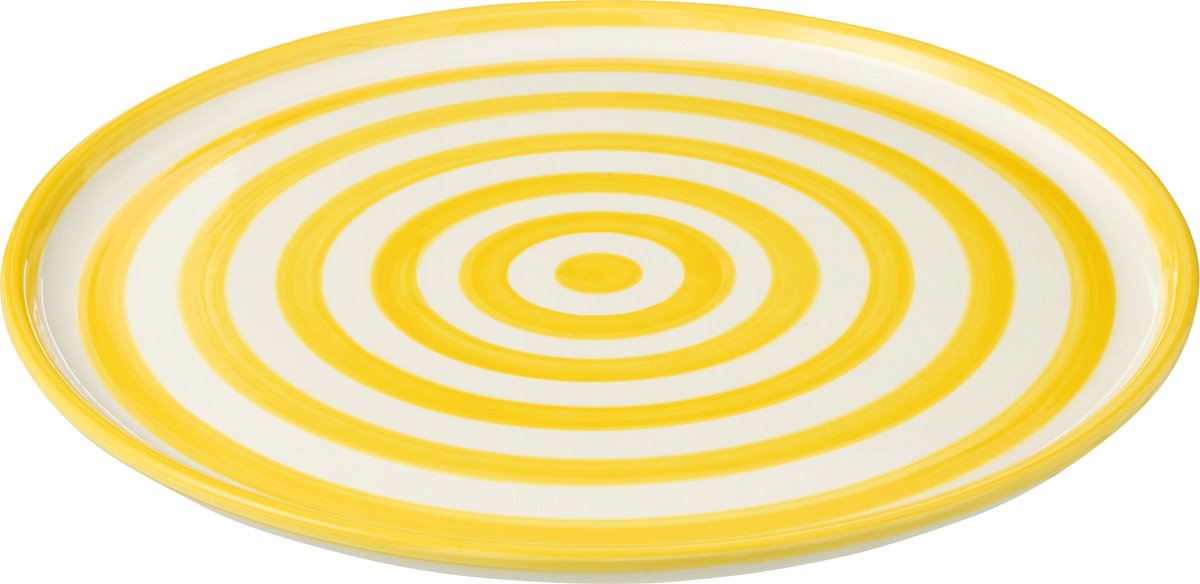 J-Line bord Granada Stripes - keramiek - wit/geel