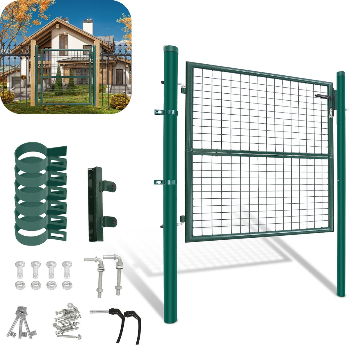 Tuinpoort - Poort gepoedercoat staal - Verzinkt met poedercoating - Ronde buis Groen - 125