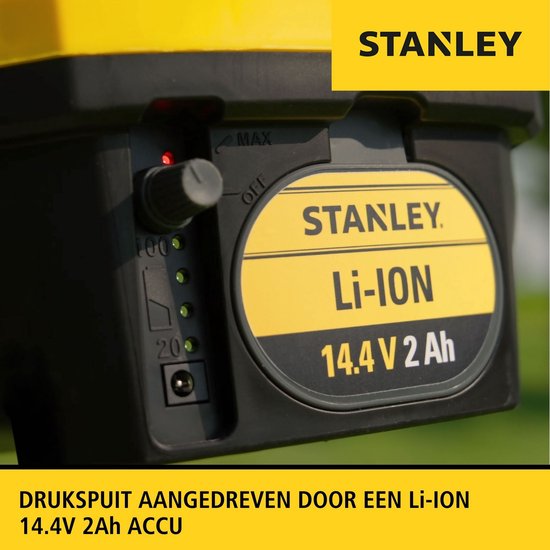 Stanley Druksproeier 12 L rug, rugsproeier tuin, drukspuit, elektrisch, heroplaadbare batterij lithium, telescopische lans, regelbare sproeikop, autonomie 2 h, max. 5 bar, 0.60 l/minuut, geel/zwart van Merkloos	 — afbeelding 3