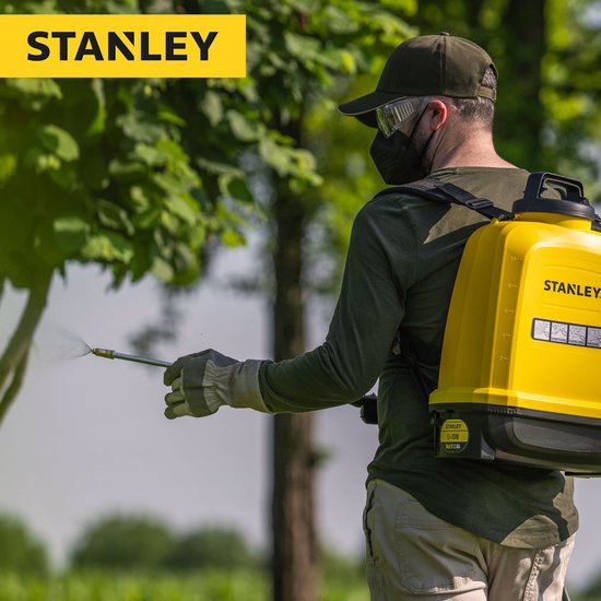 Stanley Druksproeier 12 L rug, rugsproeier tuin, drukspuit, elektrisch, heroplaadbare batterij lithium, telescopische lans, regelbare sproeikop, autonomie 2 h, max. 5 bar, 0.60 l/minuut, geel/zwart van Merkloos	 — afbeelding 5
