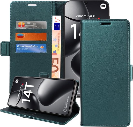 Étui Portefeuille Pour Xiaomi 14T - Housse à Rabat En Similicuir Noir, Protection Complète