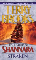 Boekcover 'High Druid of Shannara Straken' door Terry Brooks met een zeilschip tegen een oranje lucht.