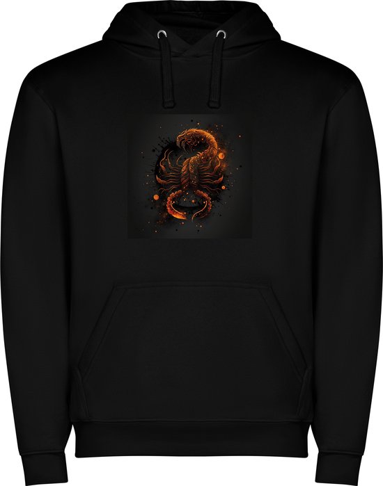 Zwarte unisex hoodie met “ Kleurrijke Sterrenbeeld Schorpioen – Astrologie – Horoscoop – Zodiac Signs “ Print Full Color merk Roly maat L