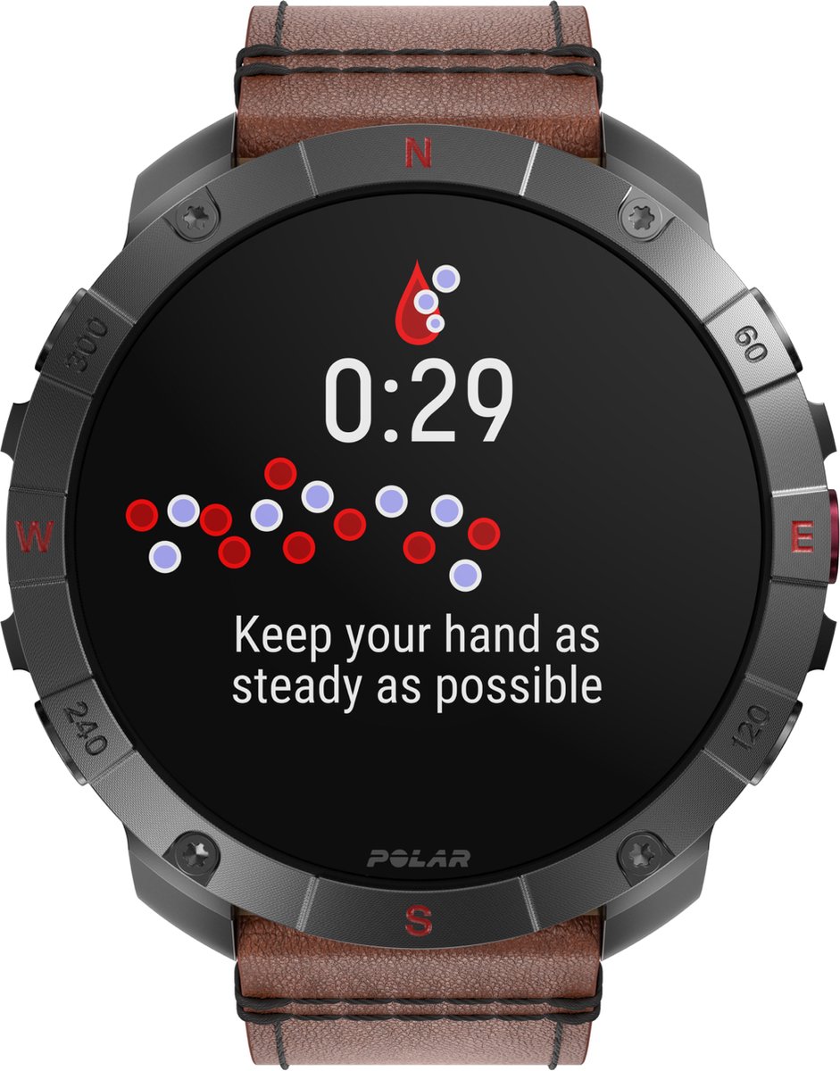 Polar Grit X2 Pro TITAN Premium Outdoor Smartwatch Brons leder M/L extra Zwarte Silicone horlogebandje S/L