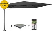 Challenger T1 premium zweefparasol 400x300 cm faded black met 120KG voet en hoes