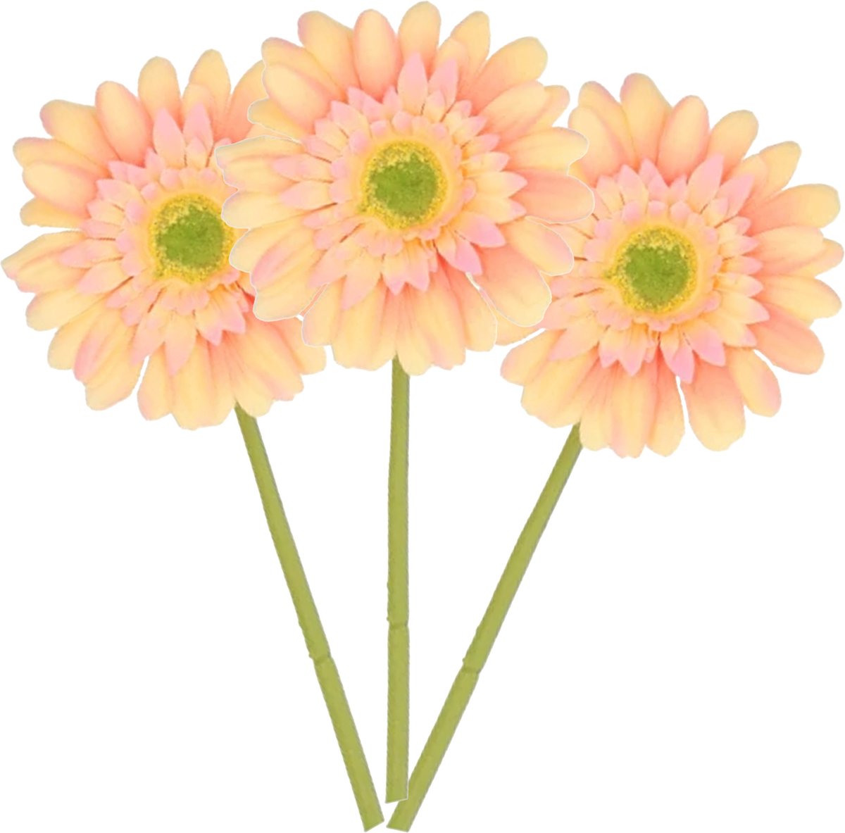 DK Design Kunstbloem Gerbera - 3x - 72cm - zalmkleurig - Real Touch - kunst zijdebloemen