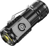 Mini LED Zaklamp - Compacte en Lichte Zaklamp - Usb Oplaadbare LED Zaklamp - Inclusief Metalen klem + Magnetische Achterkant - Kleur: Zwart
