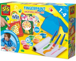 SES Creative - Mijn Eerste Vingerverf Creatie – Mega Knutselset voor Kinderen vanaf 1 Jaar - Inclusief verf en Kleurkaarten - Perfect voor Kleine Kunstenaars