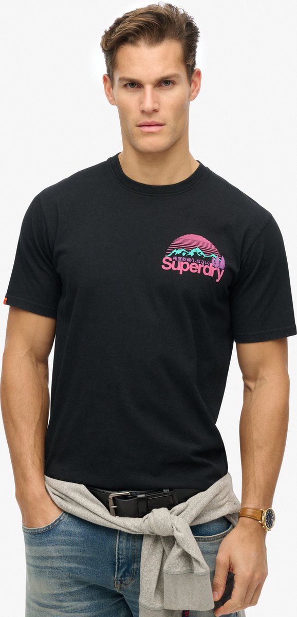 Superdry CL GREAT OUTDOORS CHEST TEE Heren T-shirt Zwart