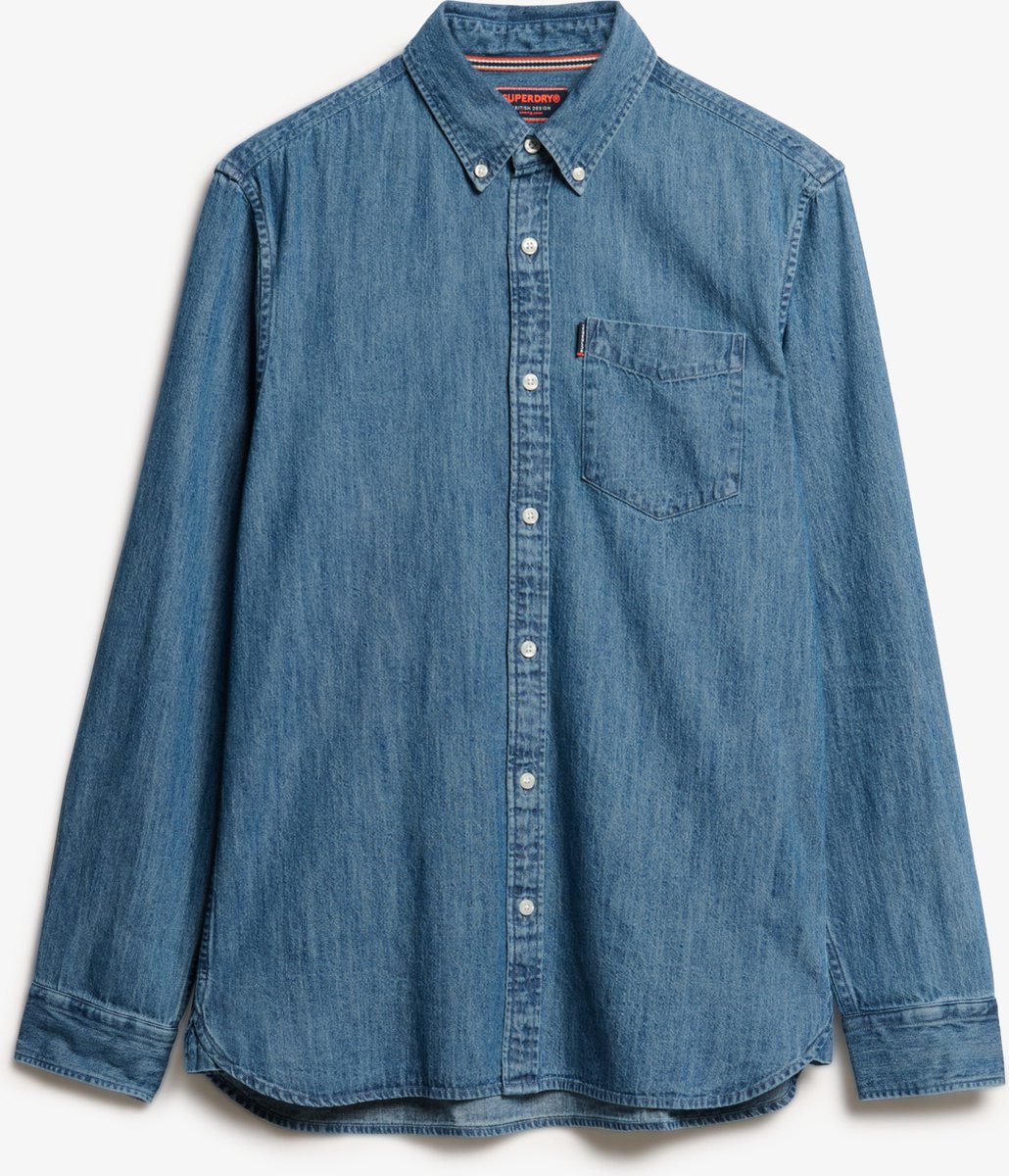 Superdry ESSENTIALS L/S SHIRT Heren Overhemd Blauw