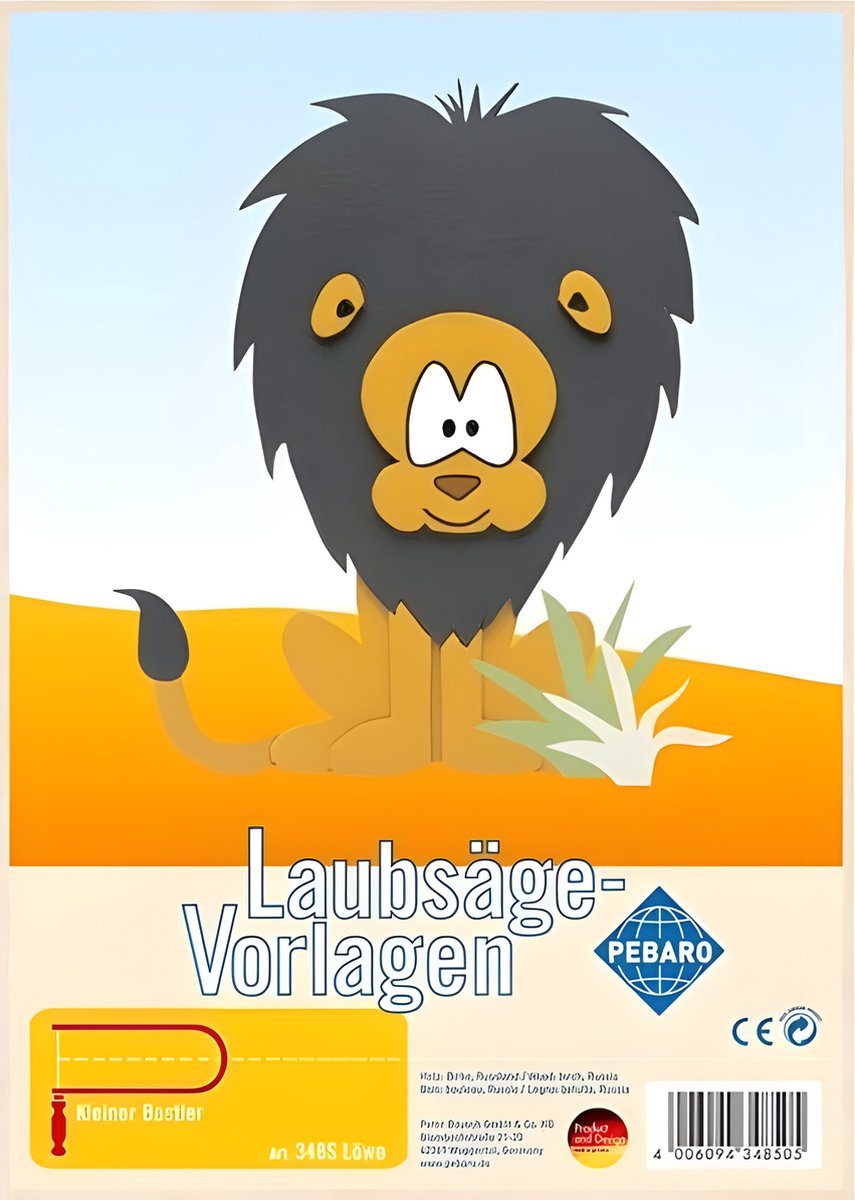 Pebaro figuurzaagplaat leeuw - knutselset dieren A4 karton.