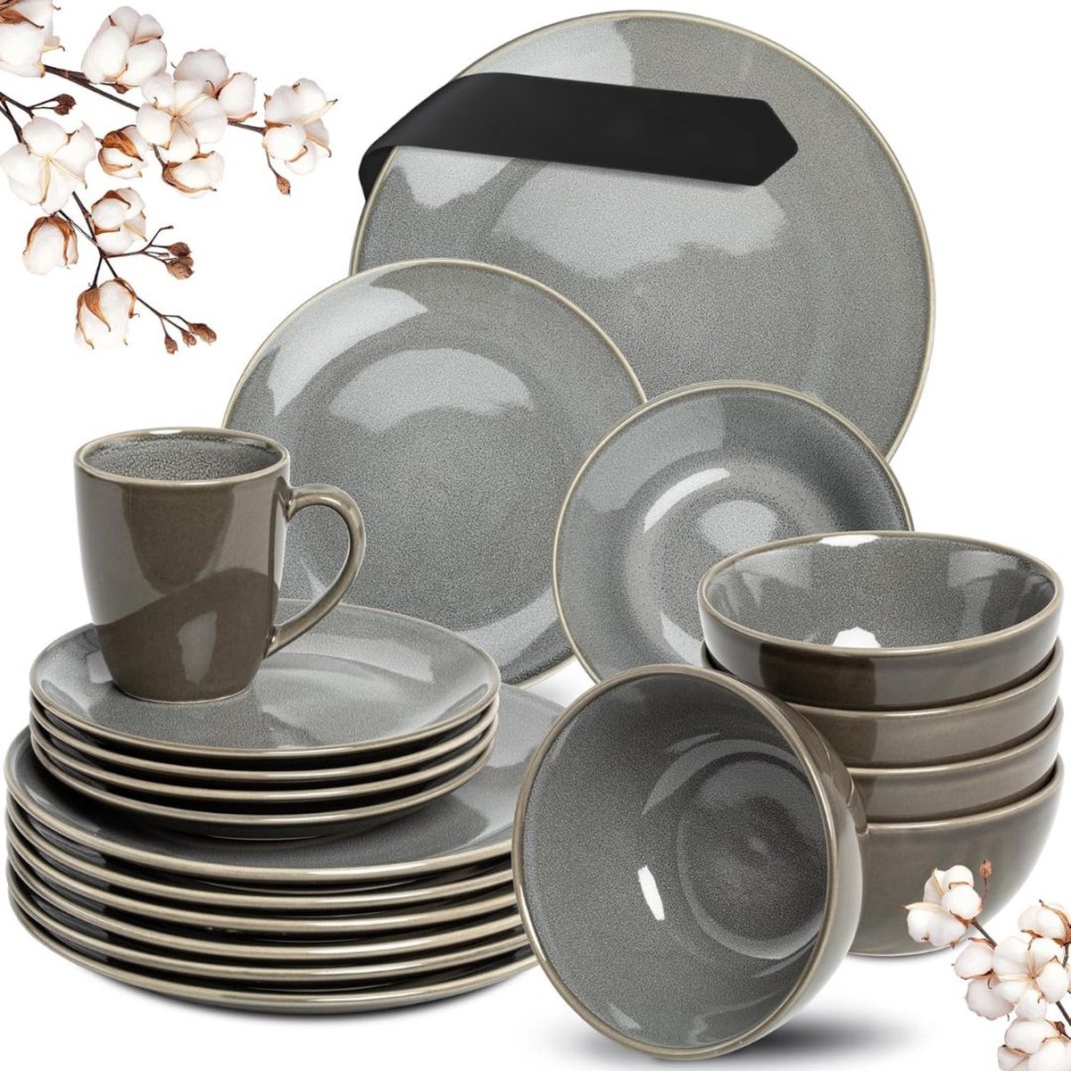 VELTRR® Serviesset 6 Persoons - Serviessets - Bordenset - Chique Bordenset - Porselein