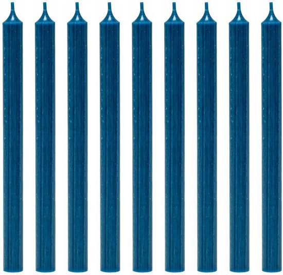 Cactula mooie lange dinerkaarsen 28 cm Donkerblauw 18 stuks | 10 branduren