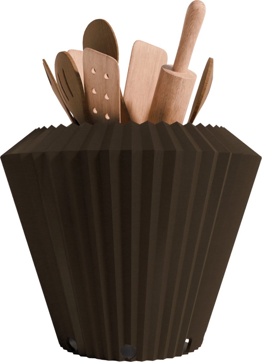 Fiastra Fiorella - Keukengerei houder - Zwart - Gerecycled Kunststof - Messenhouder - Pollepel houder - Keuken Organizer - Aanrecht Organizer