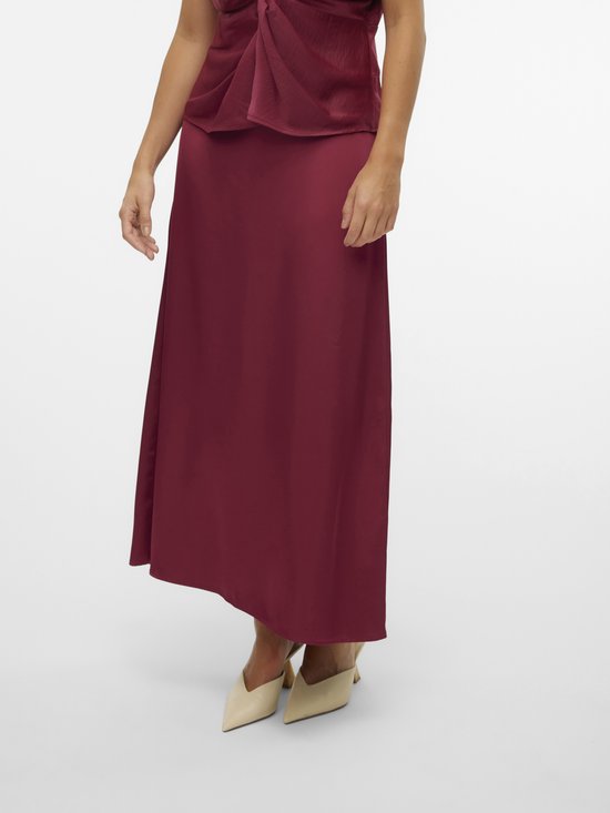 Vero Moda Vmopaula Mw Jupe Longue Rouge Plum BORDEAU L