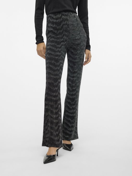 Vero Moda Broek Vmlucy Hw Glitter Flared Pant Jrs 10316752 Black/silver Lur Dames Maat - L