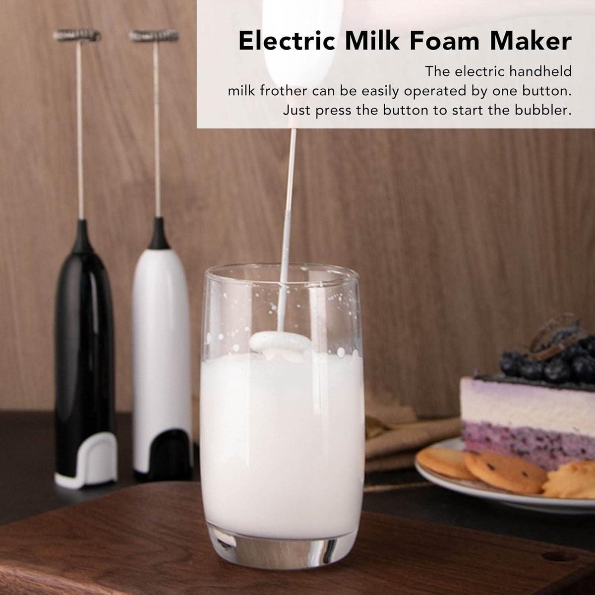 Handheld Elektrische Melkopschuimer - Koffie Roerstaaf Matcha Cappuccino Latte Mini Schuimmaker - Automatisch Drankenschuimer Warme Chocolademelk — cadeau in Kookcadeaus - foto 3