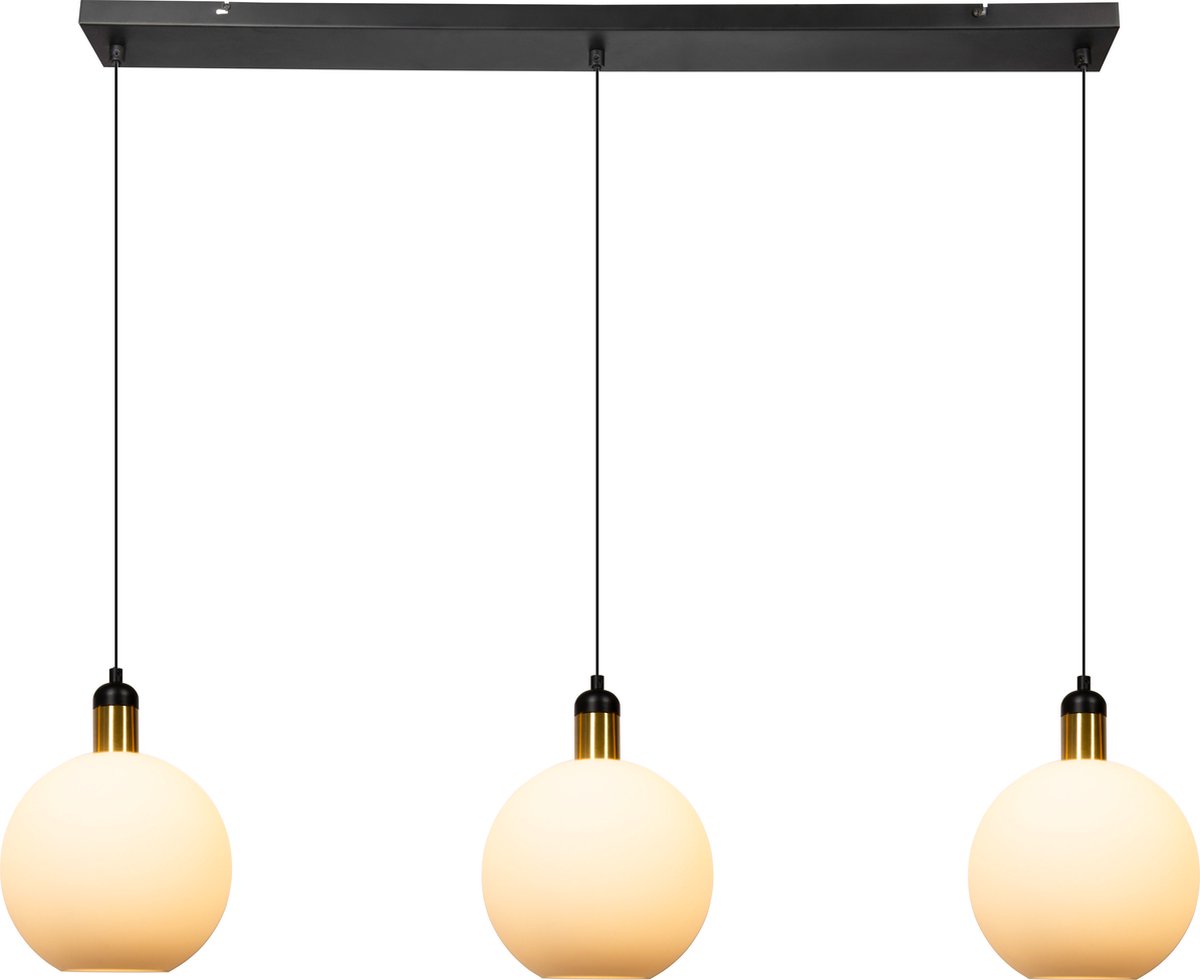 VIDI - Luxe Grote Hanglamp - Luca Bella 95 x 25 x 150 CM - Goud & Zwart - Ø 25 cm - Hanglampen voor in de Woonkamer - Slaapkamer - Eetkamer - E27 Fitting - excl. Lichtbron