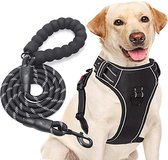 Filo Anti Trek Hondentuig M met Hondenriem - Y Tuig Hond Verstelbaar - Easy Walk Hondenharnas Medium + Hondenlijn - Hondentuigje - Leiband - Honden Tuigje - Riem