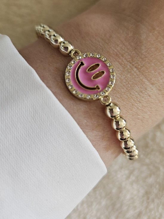 BELIKE SMILEY BRACELET ROSE SPARKELIN 5MM