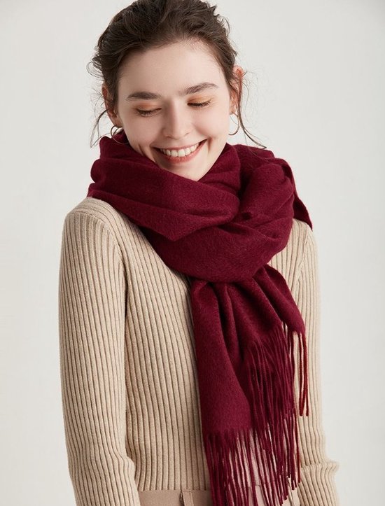 L-200*32 Luxe 100% Pure Wol Herfst/Winter Sjaal in Stijlvolle Effen Kleur