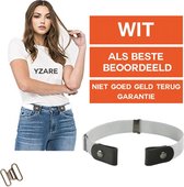 Witte Gespvrije Riem – Elastische Riem - Zwangerschapsriem - Riem Zonder Gesp - Tailleriem - Stretch - Heren & Heren - Yzare