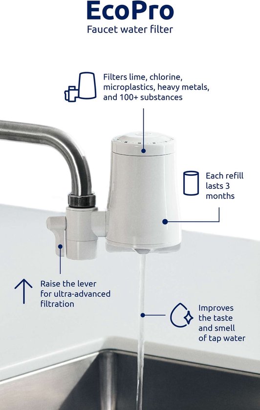 Tappwater EcoPro Compact (blanc) - Filtre à eau pour robinet, filtre de 100 substances Tappwater EcoPro Compact (blanc) - Filtre à eau pour robinet, filtre de 100 substances