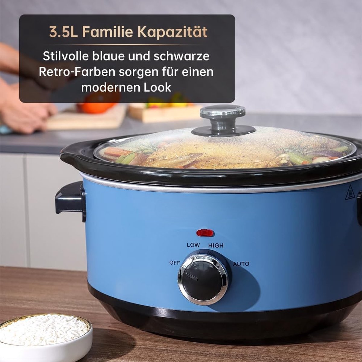 Afbeelding 3 van Slowcooker met Timer - Programmeerbare slowcooker - Elektrische slowcooker - Digitale slowcooker - Binnenpan - Eten