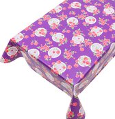 Tafelzeil Flower & Ornament Paars -  140 x 300 cm - Multi tafellaken - Tafelkleed plastic - Voor buiten en binnen - Verschillende maten - Geleverd in een koker
